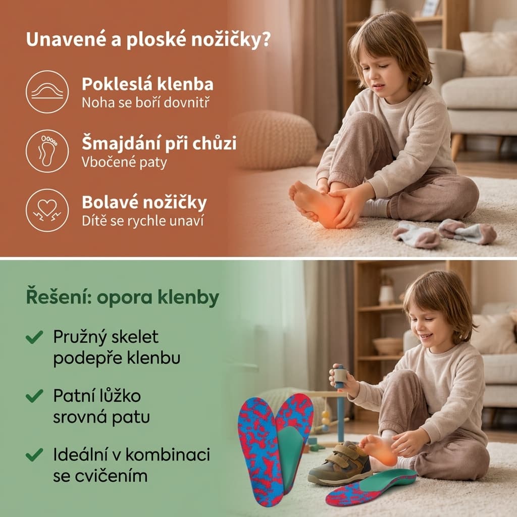 Dětské ortopedické vložky při pokleslé klenbě a únavě nožiček